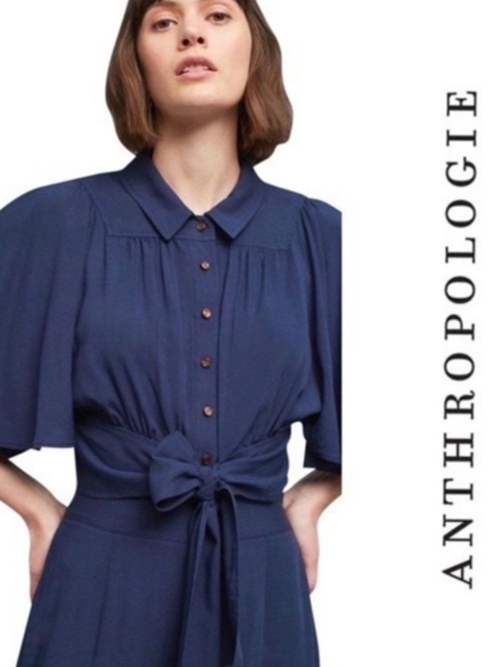 Anthropologie Maeve Milly Cropped Bow Tie Waist Kimono Open Flutter Sleeves S